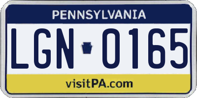 PA license plate LGN0165