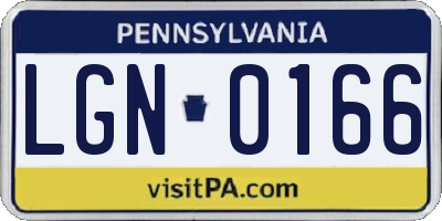 PA license plate LGN0166