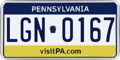 PA license plate LGN0167