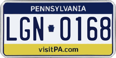 PA license plate LGN0168