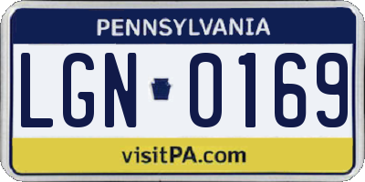 PA license plate LGN0169