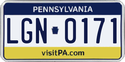 PA license plate LGN0171