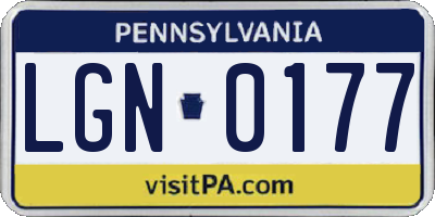 PA license plate LGN0177