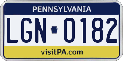 PA license plate LGN0182