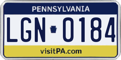 PA license plate LGN0184