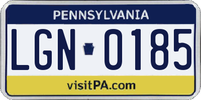 PA license plate LGN0185