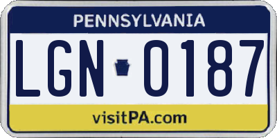 PA license plate LGN0187