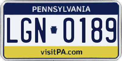 PA license plate LGN0189