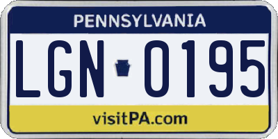 PA license plate LGN0195