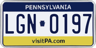 PA license plate LGN0197
