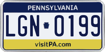 PA license plate LGN0199