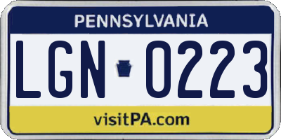 PA license plate LGN0223