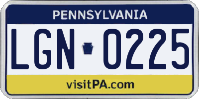 PA license plate LGN0225