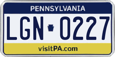 PA license plate LGN0227