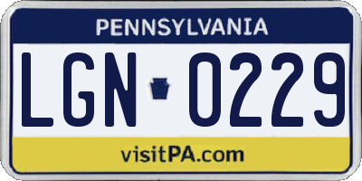 PA license plate LGN0229