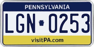 PA license plate LGN0253