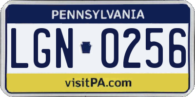 PA license plate LGN0256