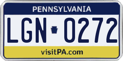 PA license plate LGN0272
