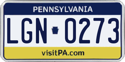 PA license plate LGN0273