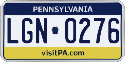PA license plate LGN0276