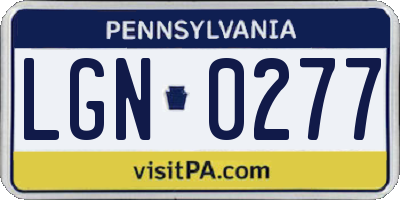 PA license plate LGN0277