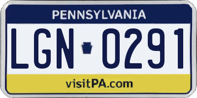 PA license plate LGN0291