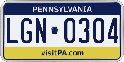 PA license plate LGN0304