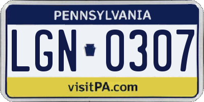 PA license plate LGN0307