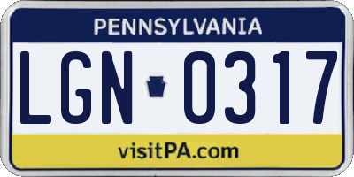 PA license plate LGN0317