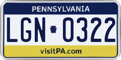 PA license plate LGN0322