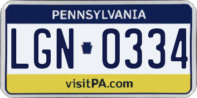 PA license plate LGN0334