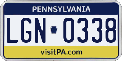 PA license plate LGN0338