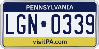 PA license plate LGN0339