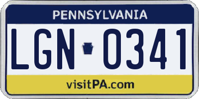 PA license plate LGN0341