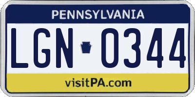 PA license plate LGN0344