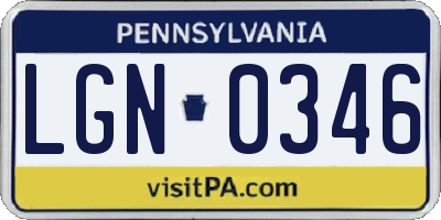 PA license plate LGN0346