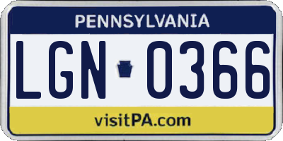 PA license plate LGN0366
