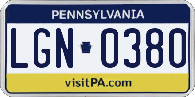 PA license plate LGN0380