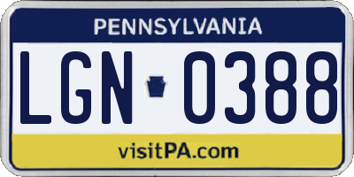 PA license plate LGN0388