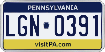 PA license plate LGN0391