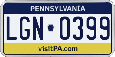 PA license plate LGN0399