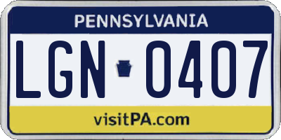 PA license plate LGN0407