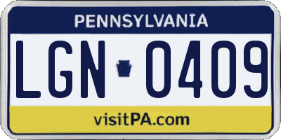 PA license plate LGN0409
