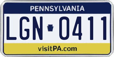 PA license plate LGN0411
