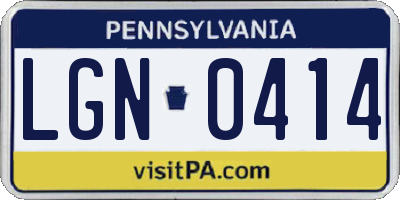PA license plate LGN0414