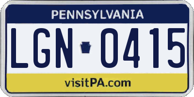PA license plate LGN0415