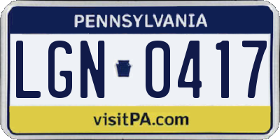 PA license plate LGN0417