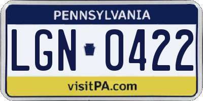 PA license plate LGN0422