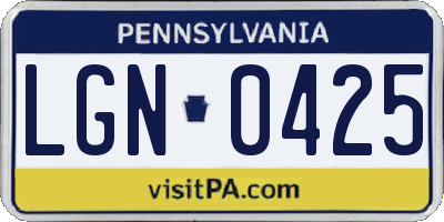 PA license plate LGN0425