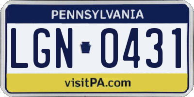 PA license plate LGN0431